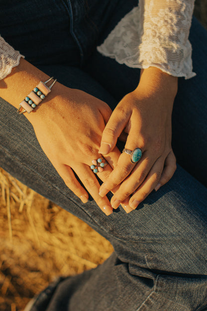 Pink Conch + Turquoise Stacker Rings (Size 8)