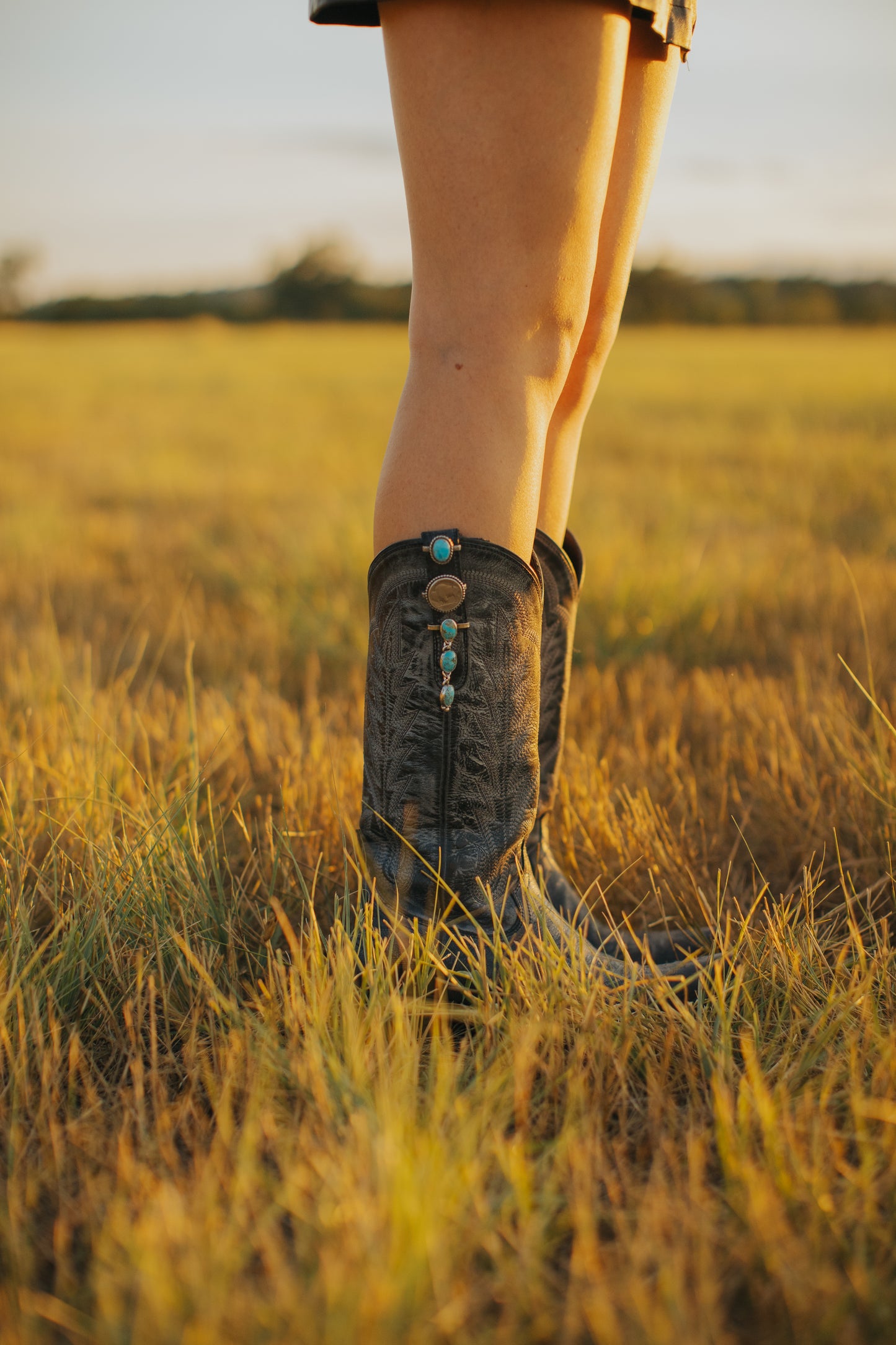 Boot Charms- Turquoise Dangles 1"
