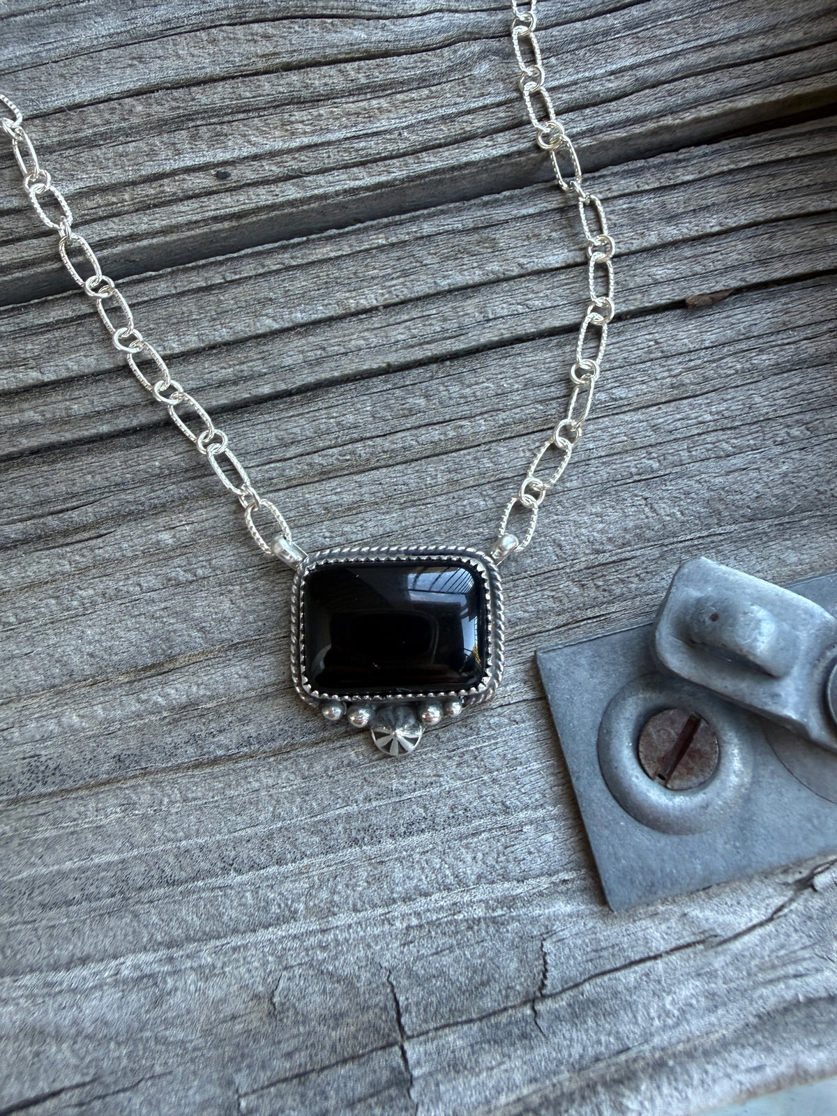 Black Onyx Bar Necklace