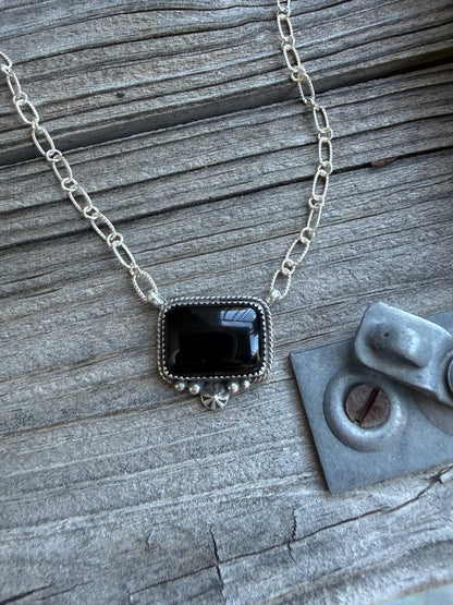 Black Onyx Bar Necklace