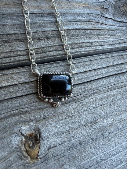 Black Onyx Bar Necklace