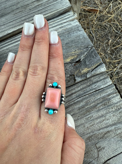 Pink + Turquoise Ring Size: 7.5