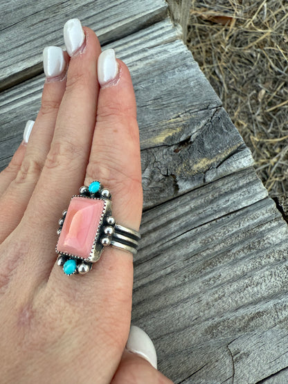 Pink + Turquoise Ring Size: 7.5